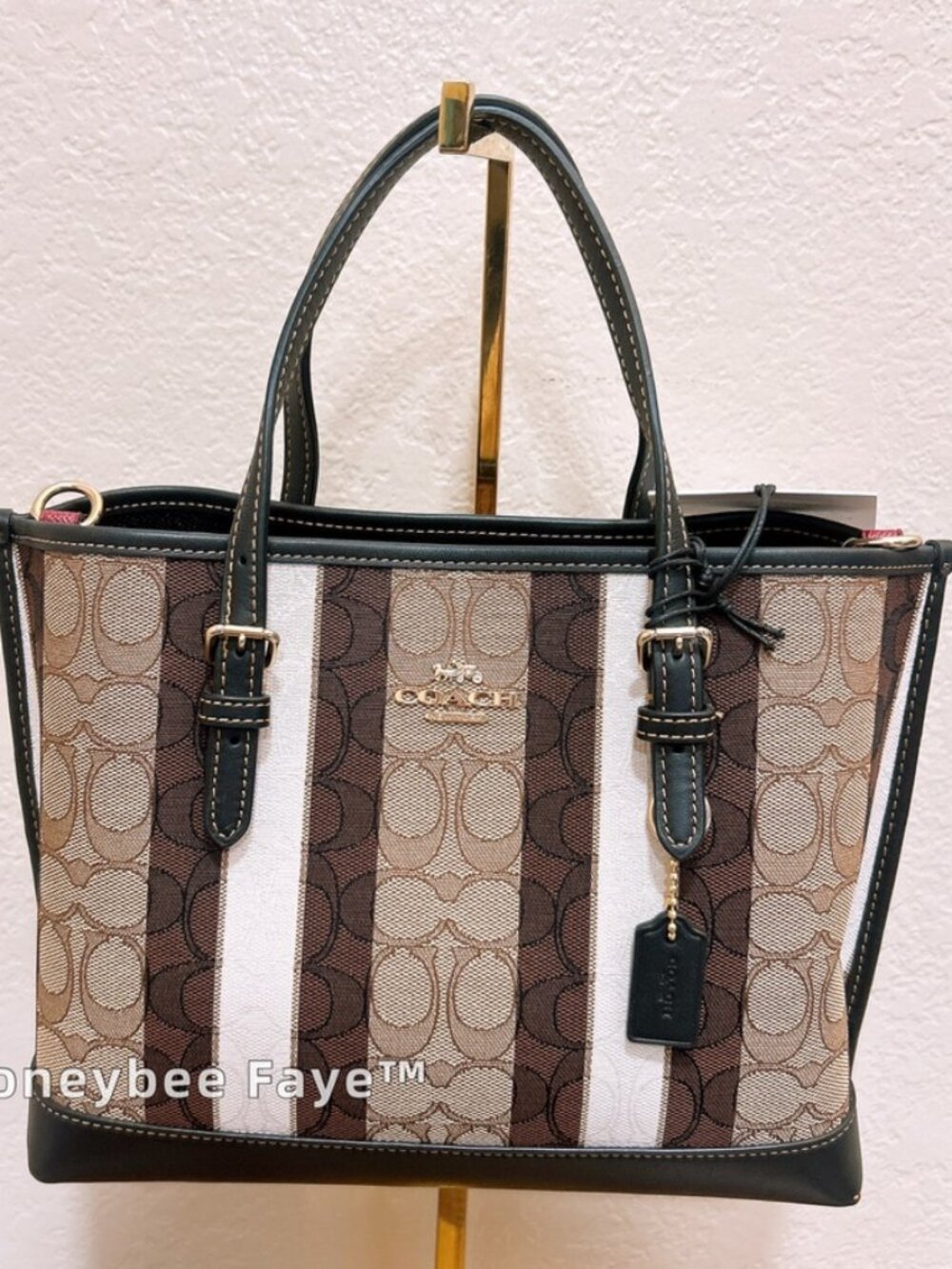 NWT Coach C8416 Mollie Tote 25 In Signature Jacquard With Stripes